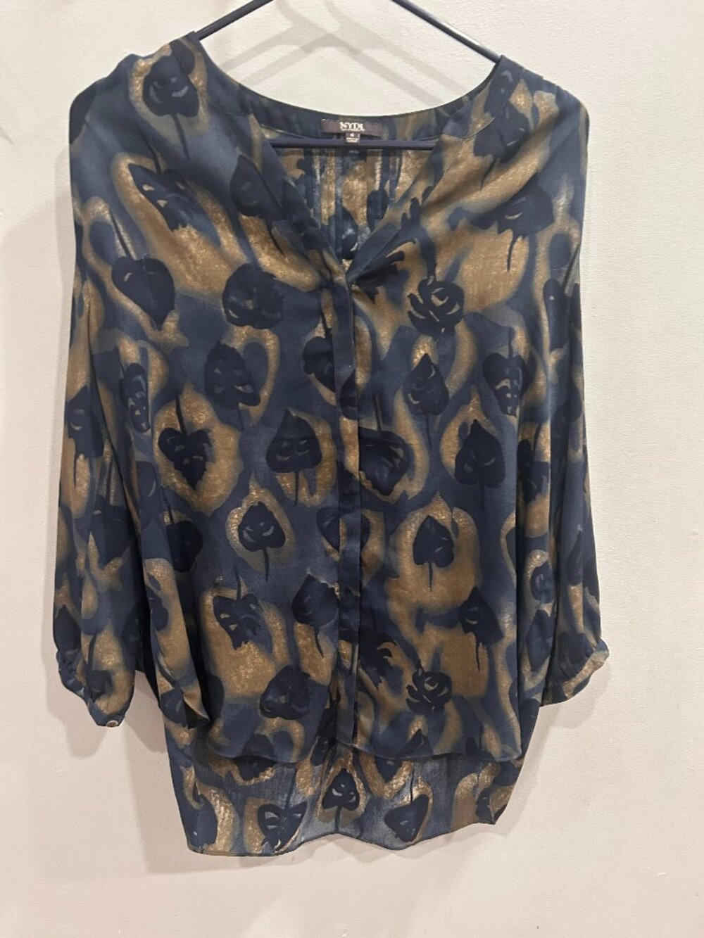 NYDJ Blouse - Olive Green, Dark Blue and Black